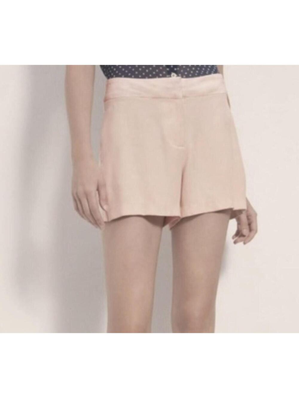Paige Women's Black Label Panama 100% Silk Shorts Satin Trim Light Rose - Size 0